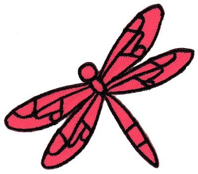 bb83★Libelle Rosa Aufnäher zum aufbügeln Bügelbild Patch Applikation 8,4 x 6 cm