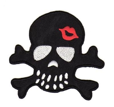 au96★Totenkopf Pirat Aufnäher aufbügeln Bügelbild Patch Applikation 7,5 x 7,0 cm