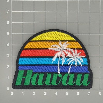 ag25★Hawaii Aufnäher Palme Bügelbild Applikation Patch Flicken 7,3 x 5,5 cm