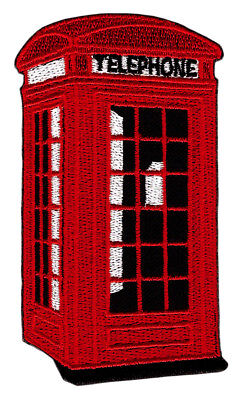 am29★Telefonzelle Rot London Aufnäher zum aufbügeln Bügelbild Patch 5,2 x 9,0 cm