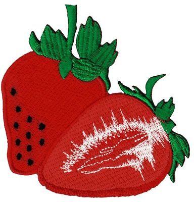 bc35★Erdbeere Rot Aufnäher aufbügeln Bügelbild Bügelflicken Patch 8,2 x 7,0 cm