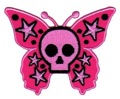 ah28★Schmetterling Totenkopf Aufnäher Bügelbild Applikation Patch Neu 8 x 6,5 cm