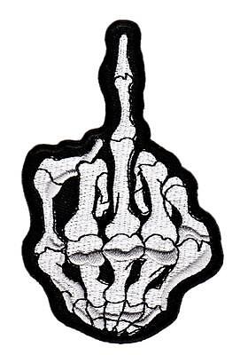 bf04★Mittelfinger Stinkefinger Aufnäher Bügelflicken Bügelbild Patch 6 x 9,7 cm