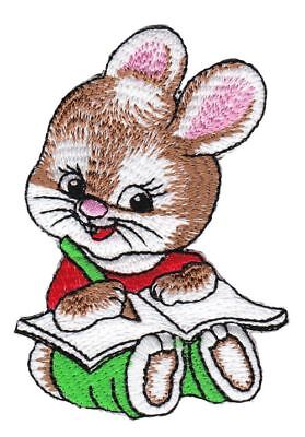 bg95★Hase Schule Aufnäher zum aufbügeln Bügelbild Applikation Patch 5,5 x 7,8 cm