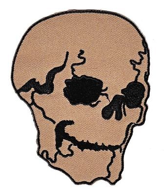 bc63★Totenkopf Braun Aufnäher aufbügeln Bügelbild Patch Bügelflicken 7,5 x 9 cm