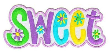 ap45★SWEET Aufnäher zum aufbügeln Bügelbild Applikation Patch Spruch 11,3 x 5 cm