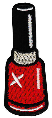 an49★Nagellack Gestickt Aufnäher zum aufbügeln Rot Bügelbild Patch 3,4 x 8,6 cm
