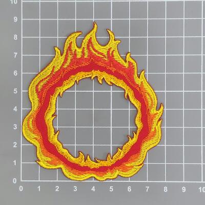 ak30★Feuer Ring Flamme Aufnäher aufbügeln Bügelbild Patch Flicken 7,9 x 8,9 cm