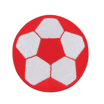 #ae38 Fußball Rot Weiß Ball Sport Aufnäher Applikation Bügelbild Flicken Patch Größe 5,3 x 5,3 cm