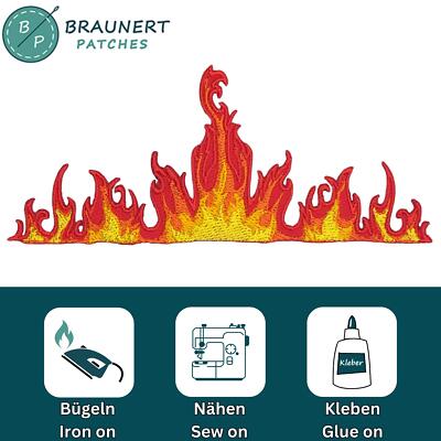 ag94★Feuer Flamme Aufnäher zum aufbügeln Bügelbild Patch Applikation 11,8 x 5 cm