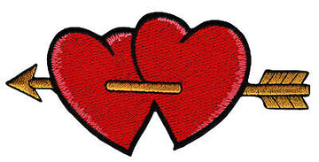 as78★Herz Rot Pfeil Aufnäher zum aufbügeln Bügelbild Flicken Patch 11,5 x 5,3 cm