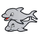 #aa51 Delfin Grau Kinder Aufnäher Bügelbild Applikation Patch Größe 7,5 x 5,1 cm-1
