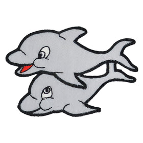 #aa51 Delfin Grau Kinder Aufnäher Bügelbild Applikation Patch Größe 7,5 x 5,1 cm