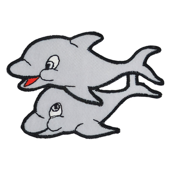 #aa51 Delfin Grau Kinder Aufnäher Bügelbild Applikation Patch Größe 7,5 x 5,1 cm