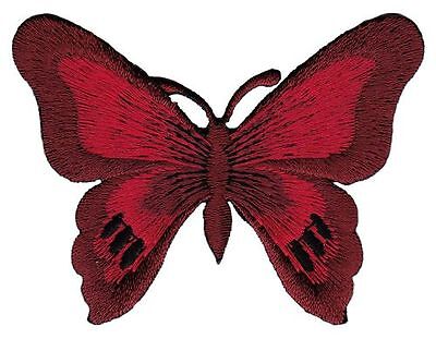 bg60★Schmetterling Rot Aufnäher aufbügeln Bügelbild Patch Flicken 7,7 x 5,6 cm