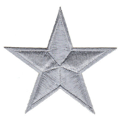 bc93★Stern Grau Aufnäher aufbügeln Bügelbild Patch Bügelflicken Star 8,5 x 8,5cm