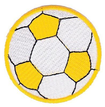 bf33★Fußball Ball Gelb Aufnäher Patch Bügelbild Applikation Flicken 5,5 x 5,5 cm