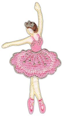 ao52★Ballerina Ballett Tänzerin Aufnäher Bügelbild Patch Applikation 4,3 x 8,2cm