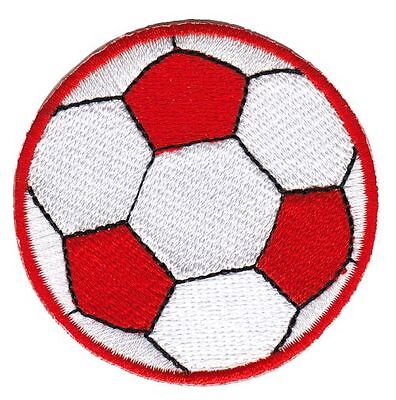 bf68★Fußball Ball Rot Aufnäher Patch Bügelbild Applikation Flicken 5,5 x 5,5 cm