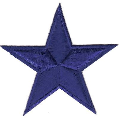 bc94★Stern Blau Aufnäher aufbügeln Bügelbild Patch Bügelflicken Star 8,5 x 8,5cm