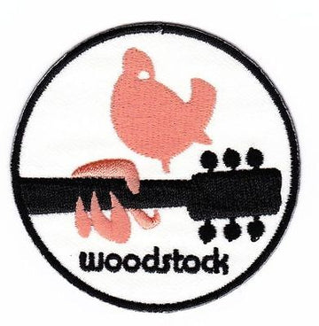 ak97★Woodstock Gitarre Taube Aufnäher zum aufbügeln Bügelbild Flicken 7 x 7 cm