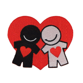 #ac99 Heart Red Couple Love Patch Application Iron-On Patch Size 7.3 x 6.0 cm