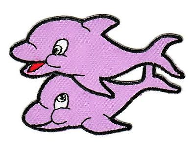 ap30★Delfin Lila Aufnäher Bügelbild Applikation Patch Delphin Fisch 7,5 x 5,5 cm