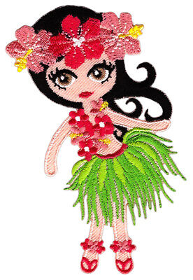 ak63★Hula Tänzerin Hawaii Mädchen Aufnäher aufbügeln Bügelbild Patch 6,9 x 10 cm