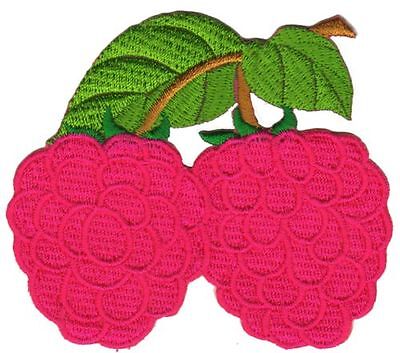 bc39★Himbeere Rosa Aufnäher zum aufbügeln Bügelbild Bügelflicken Patch 8 x 7 cm