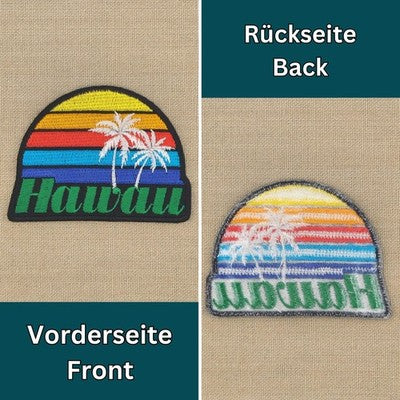 ag25★Hawaii Aufnäher Palme Bügelbild Applikation Patch Flicken 7,3 x 5,5 cm