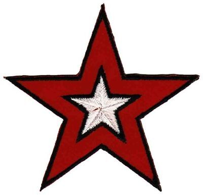 bc99★Rot Weiß Stern Star Aufnäher zum aufbügeln Bügelbild Flicken Patch 7 x 7 cm