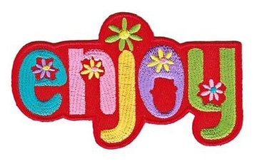 bf42★Enjoy Aufnäher aufbügeln Bügelbild Applikation Patch Flicken 10,8 x 6,4 cm
