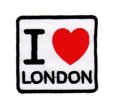 ag96★I Love London Aufnäher Bügelbild Applikation England UK Patch 6,2 x 5,8 cm