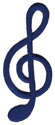 bb92★Notenschlüssel Musik Aufnäher zum aufbügeln Bügelbild Patch Neu 3,8 x 9,2cm