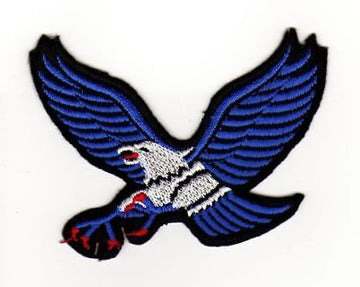 af61★Adler Blau Vogel Aufnäher zum aufbügeln Bügelbild Applikation Patch 8x6 cm