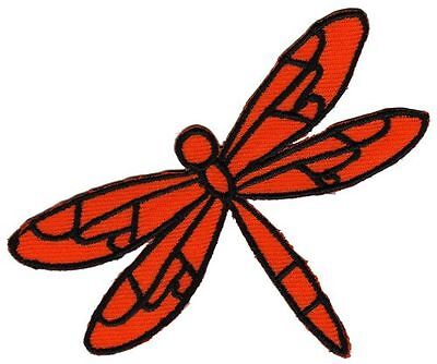 bb81★Libelle Orange Aufnäher zum aufbügeln Bügelbild Patch Applikation 8,4 x 6cm