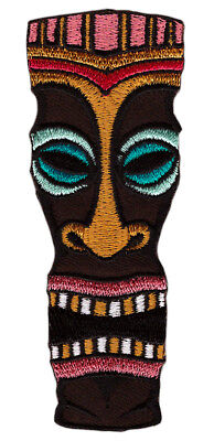 ak28★Tiki Maske Hawaii Voodoo Aufnäher aufbügeln Bügelbild Patch 3,6 x 9,5 cm