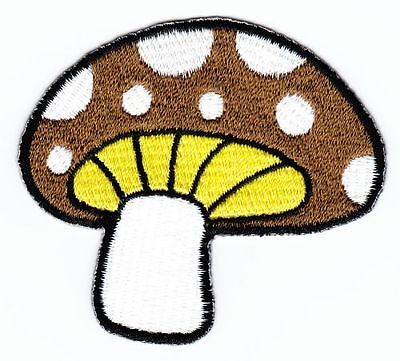 an75★Fliegenpilz Braun Pilz Aufnäher aufbügeln Bügelbild Patch Flicken 7 x 6,5cm