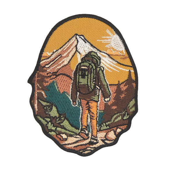 as10★Wandern Aufnäher Berge Natur Hiking Outdoor Wald Bügelbild Patch 6,4 x 8 cm