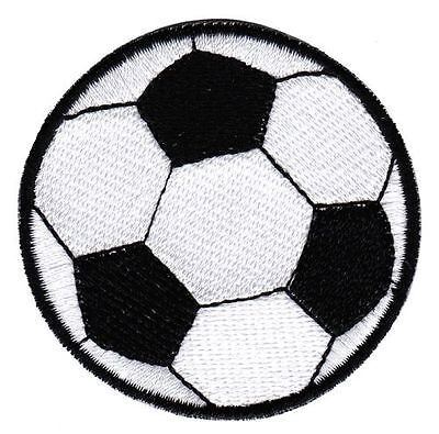 bf70★Fußball Ball Schwarz Aufnäher Patch Bügelbild Bügelflicken 5,5 x 5,5 cm