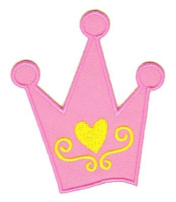 ap93★Krone Rosa Prinzessin Aufnäher aufbügeln Bügelbild Applikation 6,5 x 7,5 cm