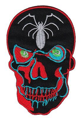 bg41★Totenkopf Spinne Aufnäher zum aufbügeln Bügelbild Patch Flicken 6,3 x 9,8cm