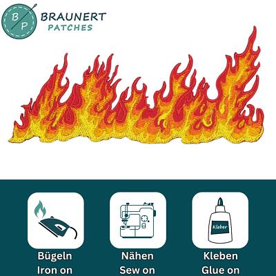 ak02★Feuer Flamme Aufnäher zum aufbügeln Bügelbild Patch Flicken 12,2 x 5,6 cm