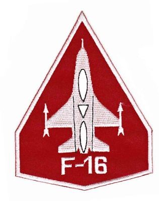 be78★F-16 Fighter Aufnäher Applikation Bügelbild Flugzeug Jet Rot 8,3 x 10,8 cm