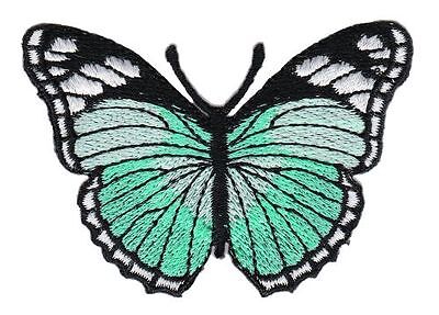 bg77★Schmetterling Türkis Aufnäher aufbügeln Bügelbild Patch Flicken 7,5 x 5,3cm