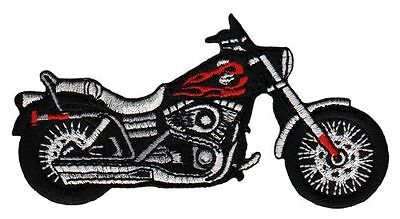 am80★Motorrad Rot Chopper Aufnäher Bügelbild Applikation Flicken 11,0 x 5,8 cm