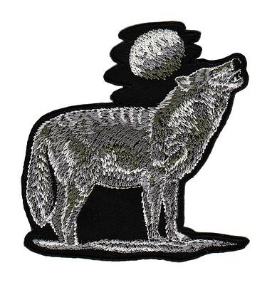 an09★Heulender Wolf Mond Aufnäher Bügelbild Applikation Patch Flicken 8 x 8,5 cm