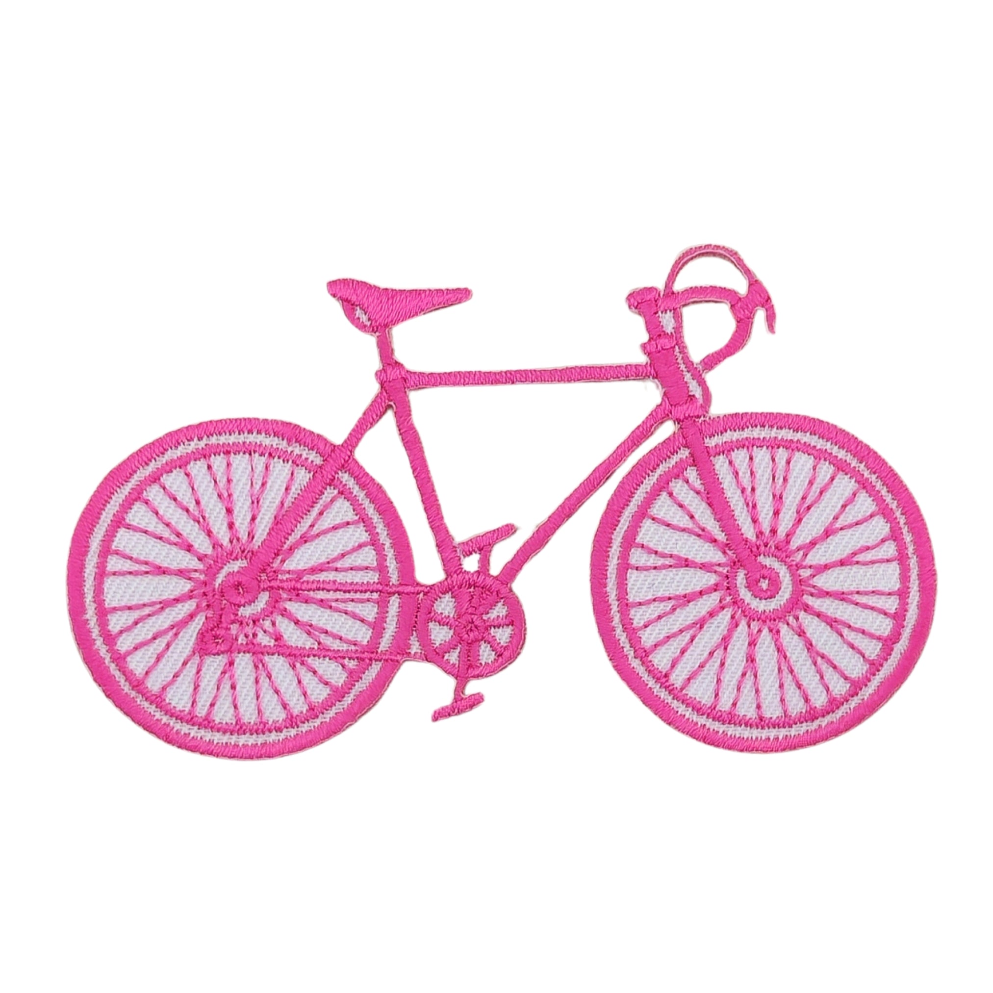 #aa43 Embroidered Racing Bike Pink Bicycle Patch Iron-On Application Size 8.5 x 5.1 cm