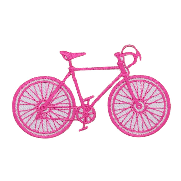 #aa43 Besticktes Rennrad Rosa Fahrrad Aufnäher Bügelbild Applikation Größe 8,5 x 5,1 cm