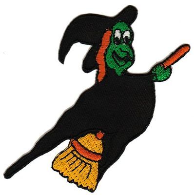 bb90★Hexe Besen Halloween Aufnäher Bügelbild Patch Kostüm Flicken 7,2 x 7,5 cm